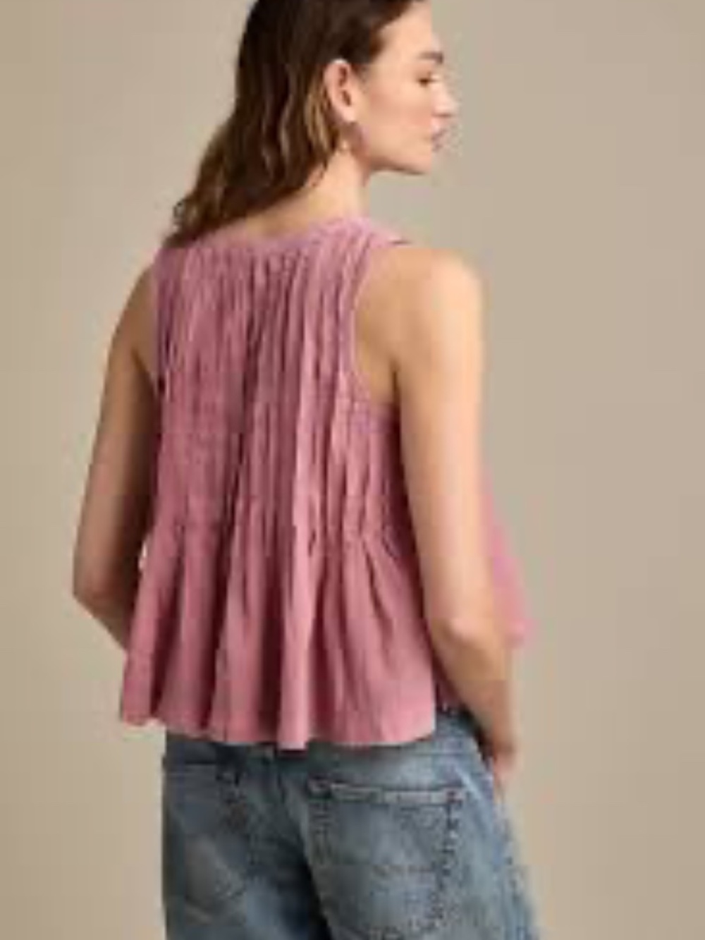 Lucky Brand Pintuck Henley Tank - Size L - Picture 4 of 4
